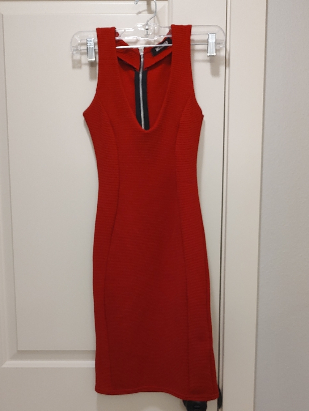 Missguided Red Sleeveless Midi Bodycon Dress with Back Zip